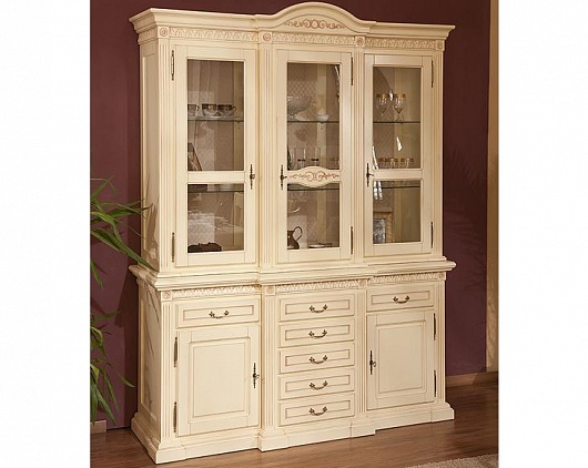 Витрина 3-х дверная Венеция | Цвет: Слоновая кость