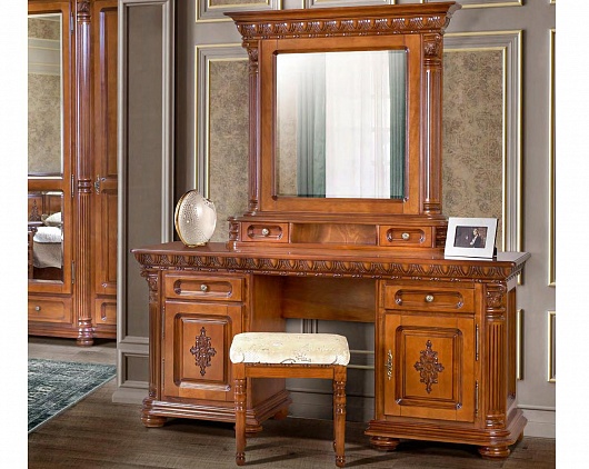 Туалетный стол с зеркалом и пуфом Венеция Люкс